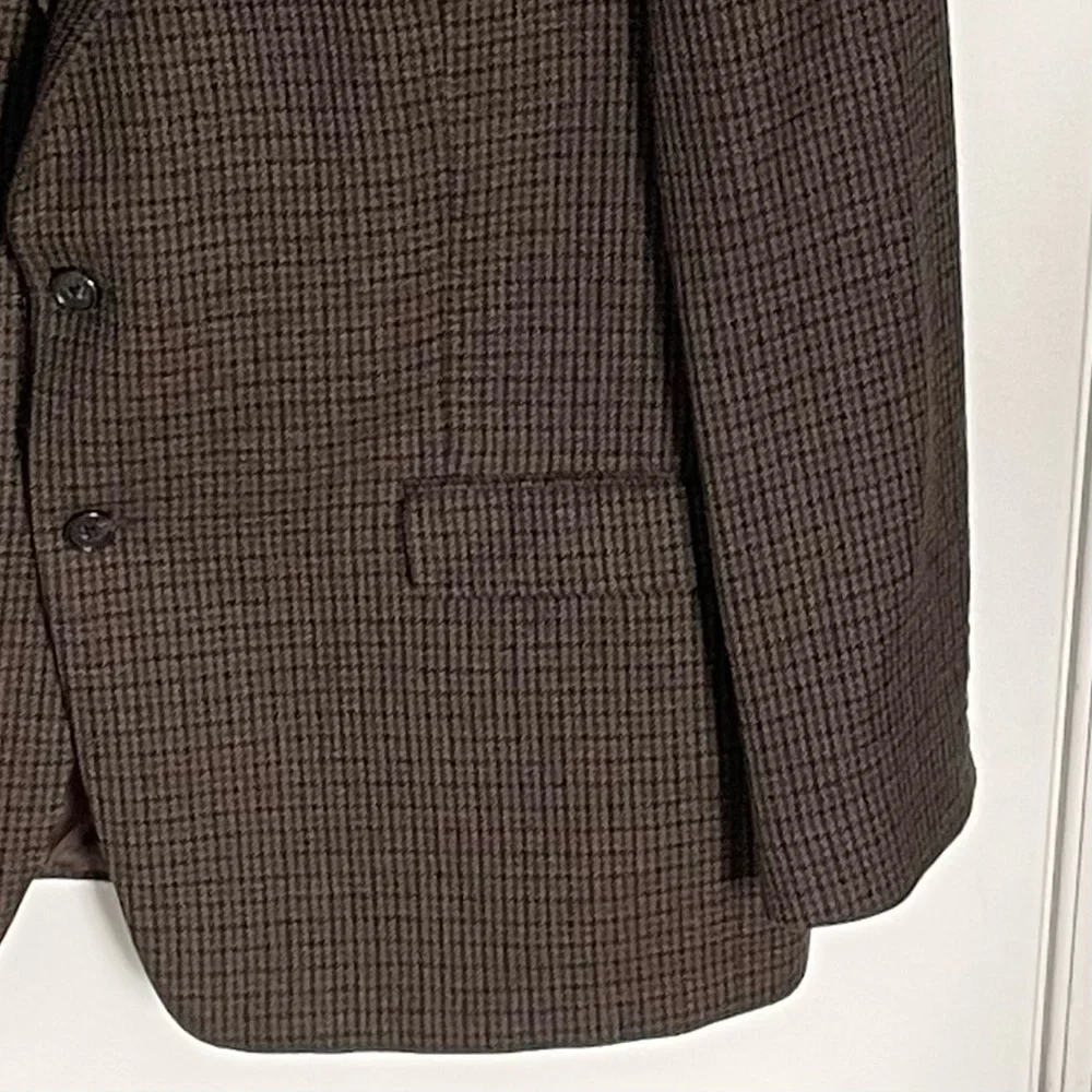 Lauren Ralph Lauren Brown Wool Houndstooth Sport Coat Blazer Jacket 47159